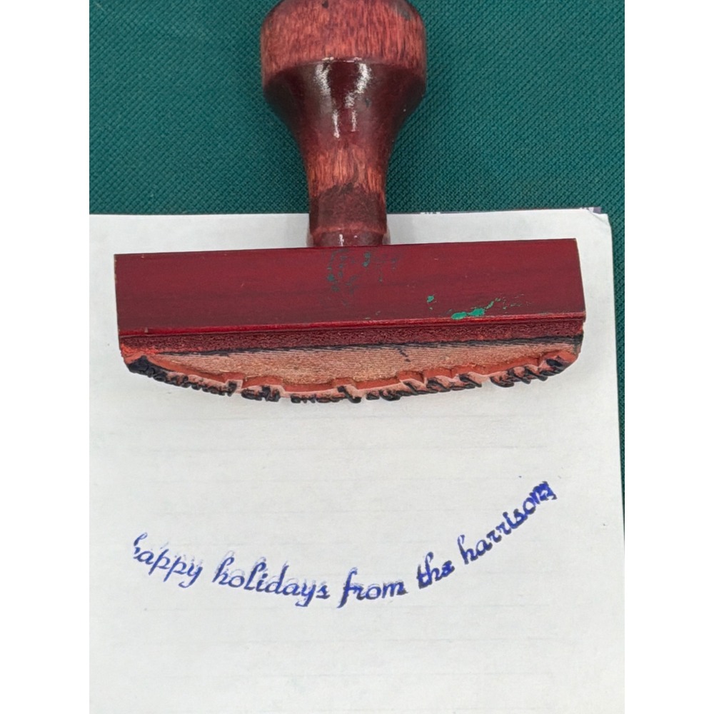 Vintage Hathaway Stamp Co Rocker Rubber Stamp Happy Holidays From The Harrisons